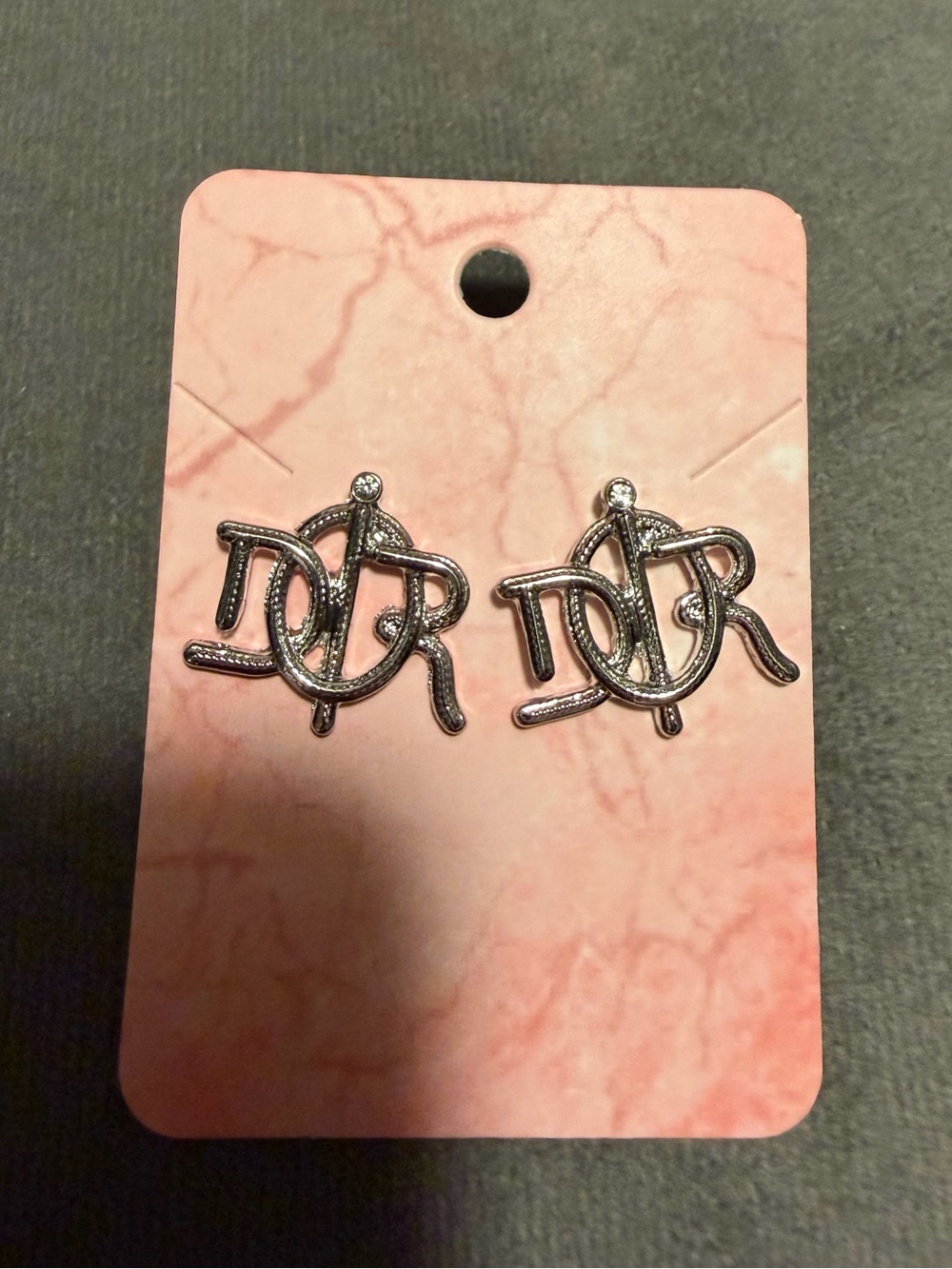 DIOR Script Logo Stud Earrings - Picture 3 of 9